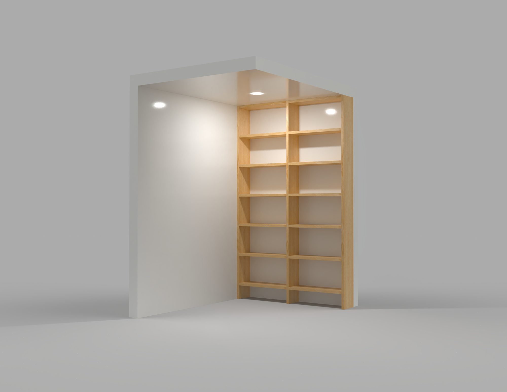 Oak Bookshelf build plan rendering