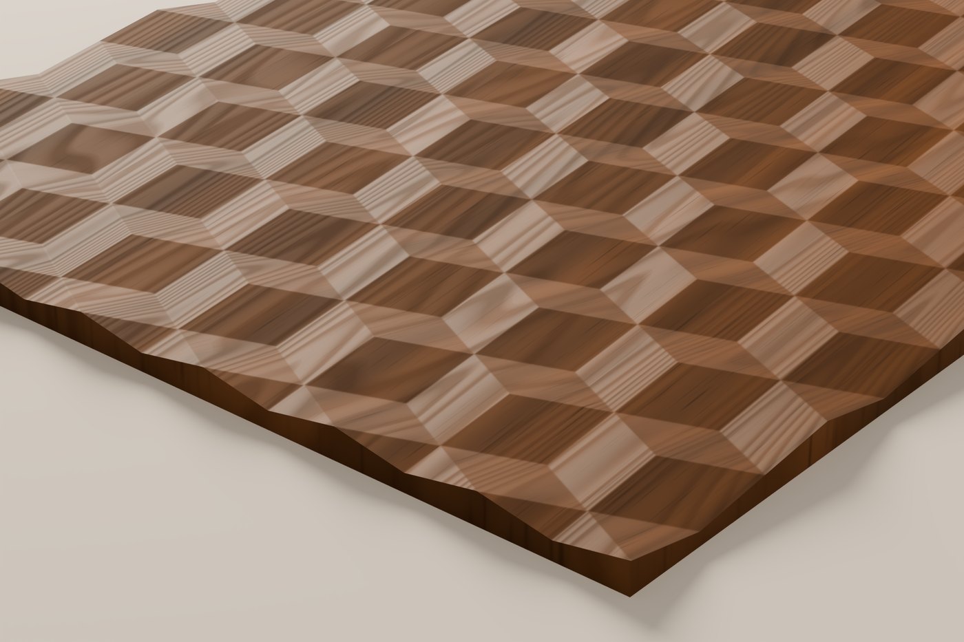 Marquetry CNC carving texture rendered in walnut