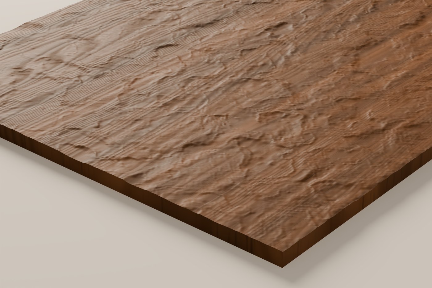 Riven CNC carving texture rendered in walnut
