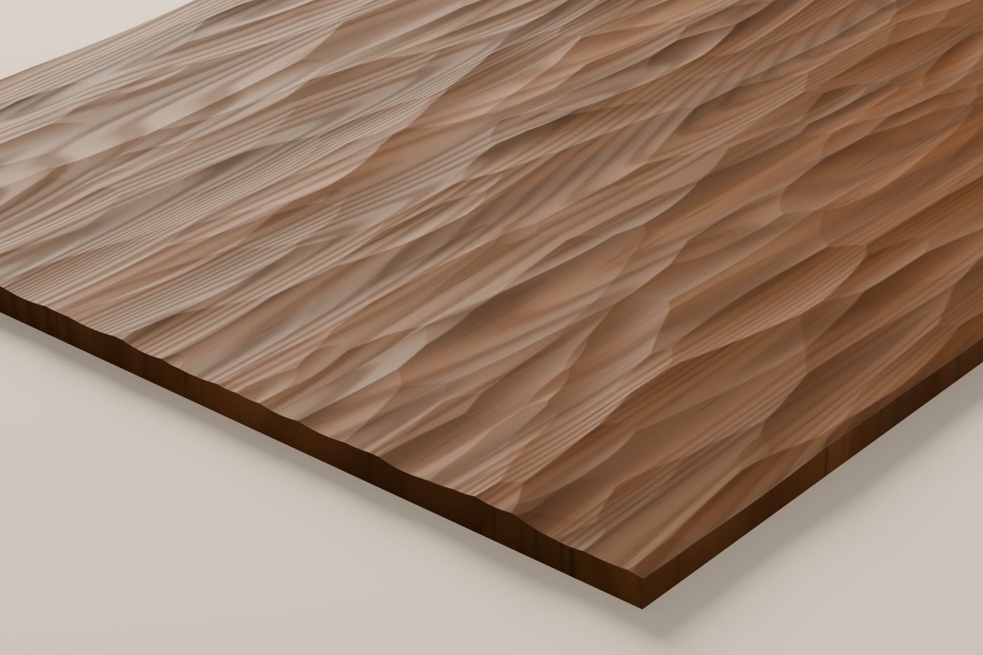 Sastrugi texture carved in walnut