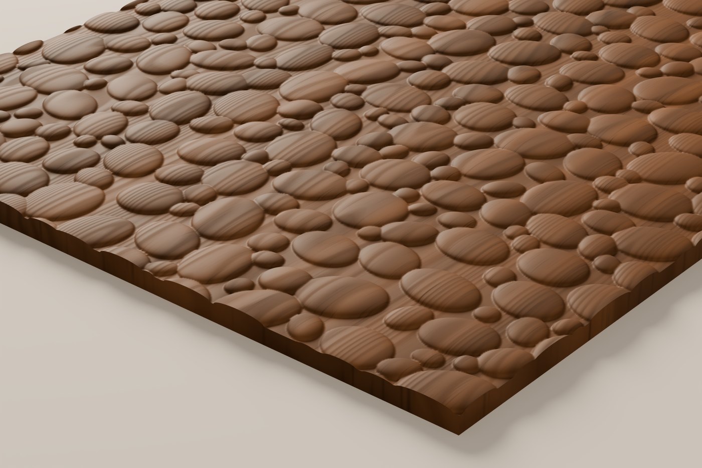 Shingle CNC carving texture rendered in walnut