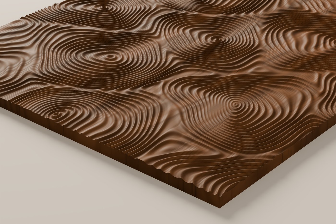 Suminagashi CNC carving texture rendered in walnut